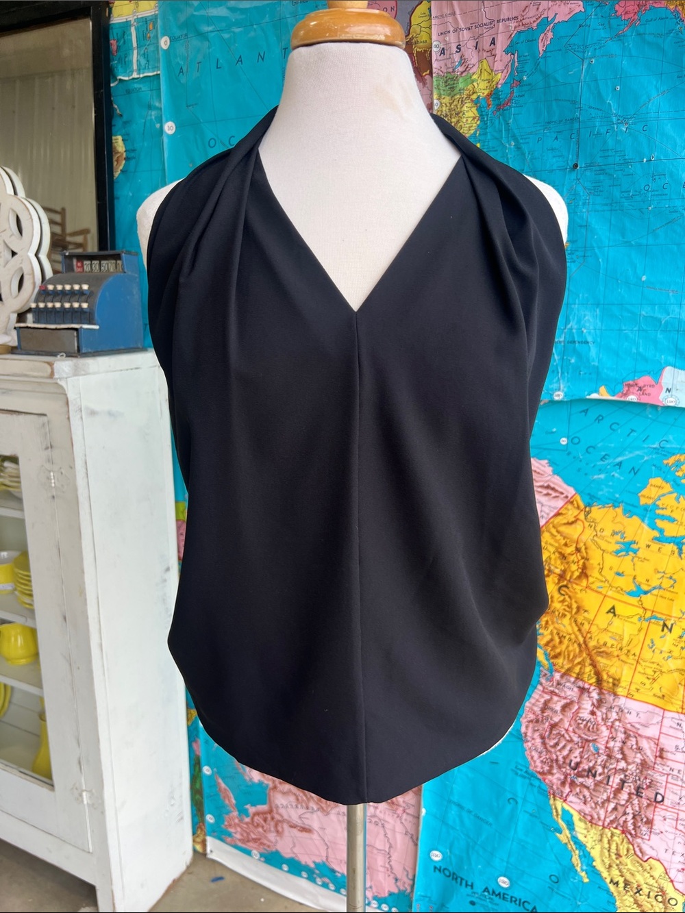 Diane Von Furstenberg Black Halter V-Neck Camisole